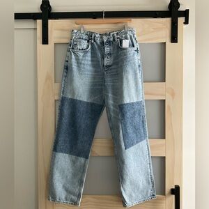 AG Jeans Button Fly Patchwork Two-Tone Straight Leg Denim – NWT – Size 30